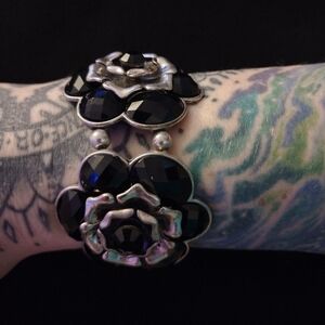 Chunky Black Floral Bracelet
